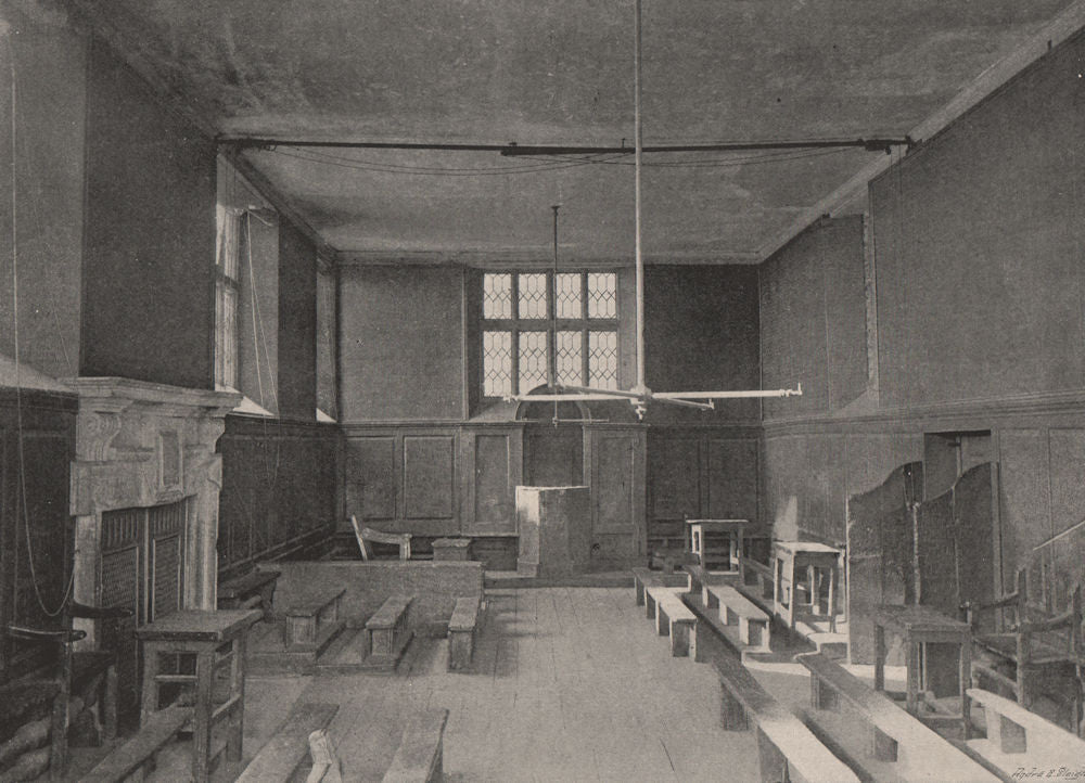 Harrow School. The fourth form room. London. Education 1896 old antique print